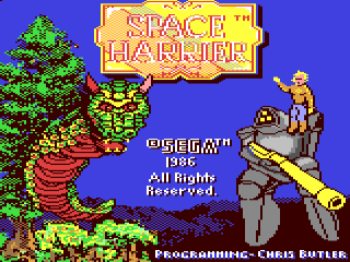 Space Harrier title screen for Commodore 64
